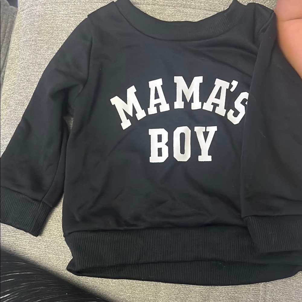 Black and White Crew Neck Sweatshirt with Bold Print